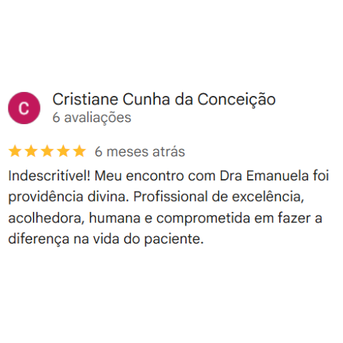 Depoimento Google Dra. Emanuela Pimenta